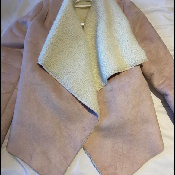 Missguided faux shearling/suede pastel color waterfall coat size XS BRAND NEW - Picture 2 of 5